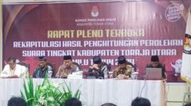 KPU Toraja Utara Gelar Rapat Pleno Terbuka Rekapitulasi Perhitungan Suara Hasil Pemilu 2024.  Foto Dok:(Frederik Sampebua/inspirasipos.com).