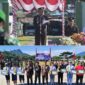 Dandim 1414/Tator Letkol Arm Bani K. Sepang saat membacakan amanat panglima. Selain itu penyerahan piagam penghargaan kepada sekolah yang meriah piagam PBB HUT RI. Dan penyerahan piagam penghargaan kepada jurnalis TV Joni Banne Tonapa atas dedikasinya dalam publikasi dan dokumentasi kegiatan TMMD ke-121. Foto Dok: Ist.