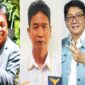 Kandidat calon Bupati Periode 2024-2029 Nomor Urut 01 Yohanis Bassang (kiri) Ketua DPC Torut partai Garuda, Yohanis Silalong (tengah) dan kandidat calon Bupati 02 Frederick Victor Palimbong (kanan). Foto Dok: Kloase inspirasipos.com.