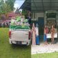 4 unit mobil bermuatan sembako Stanby di halaman kantor Dinas Ketahanan Pangan dan Perikanan Torut di Kelurahan Mentirotiku Kecamatan Rantepao, Kabupaten Toraja Utara, Sulawesi Selatan, Selasa (15/10/2024) pagi.