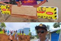 Nampak Pemerintah setempat dan Pemuda Karang Taruna (PKT) menutup Jalur Alternatif lintas Seba-seba di Simpang Tiga Desa Bahomoahi dan di wilayah perbatasan Desa Bahomoahi - Ululere, Jumat (18/04/2025) pagi.