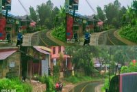 Nampak jalan poros Tondon-Palopo diguyur hujan deras, Kecamatan Tondon, Kabupaten Toraja Utara, Sulawesi Selatan, Minggu (8/06/2025) siang. Foto Dok: inspirasipos.com/Arie Mean.