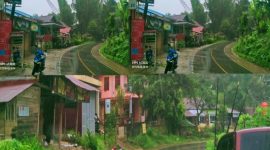 Nampak jalan poros Tondon-Palopo diguyur hujan deras, Kecamatan Tondon, Kabupaten Toraja Utara, Sulawesi Selatan, Minggu (8/06/2025) siang. Foto Dok: inspirasipos.com/Arie Mean.