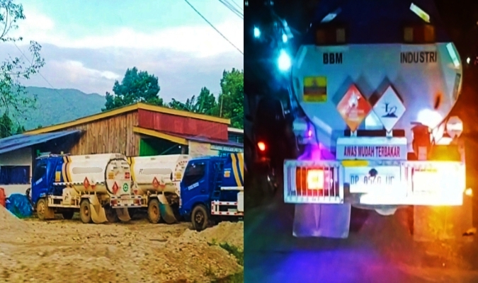 Supir Mobil Truk tangki yang singgah beristirahat di salah satu warung di Desa Pendolo, Kecamatan, Pamona Selatan, Kabupaten Poso, Sulawesi Tengah, beberapa waktu lalu (kiri). Foto Dok: 5 Maret 2025. Dan Mobil Truk tangki industri yang masuk ke Toraja Utara Disinyalir menjemput dan mengisi BBM jenis solar bersubsidi disejumlah titik di wilayah Toraja, pada Kamis malam (03/07/2025). Foto Dok: Hasil Investigasi Redaksi.