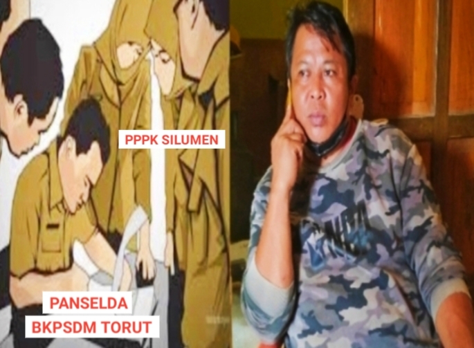 Foto Ilustrasi (kiri) dan Tokoh pemuda di wilayah Pagala, Riu dan Sekitarnya (Paris), Gessong—yang akrab disapa Pong Datu (kanan) saat menghubungi pihak BKPSDM Torut untuk mengkonfirmasi adanya dugaan manipulasi data di seleksi PPPK Tahap II. Foto Dok: Redaksi.
