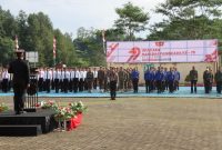 Upacara HUT Bhayangkara berlangsung Hidmat di halaman Polres Torut. Foto Dok: Ist