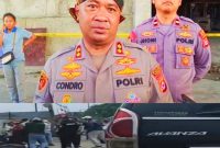 Kapolres Serang AKBP Condro Sasongko dan tangkapan layar detik detik Wartawan dikeroyok oleh oknum Anggota Brimob dan dua sekuriti perusahaan. Foto Dok: Istimewa.