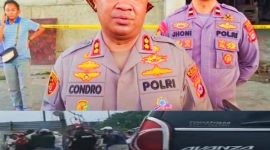 Kapolres Serang AKBP Condro Sasongko dan tangkapan layar detik detik Wartawan dikeroyok oleh oknum Anggota Brimob dan dua sekuriti perusahaan. Foto Dok: Istimewa.