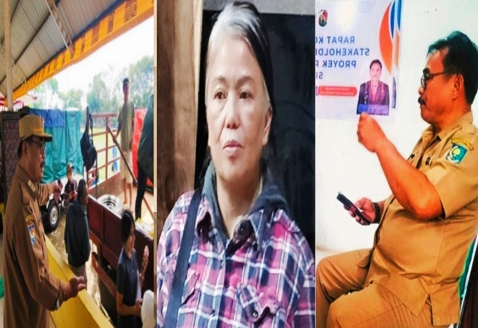 Kepala Dinas Ketahanan Pangan (Ketapang) Kabupaten Toraja Utara, Paulus Batti (kiri) saat berada dilapangan bakti Rantepao pantau penjualan pasar murah beberapa waktu lalu dan Kabid Ketersedian dan Distribusi Pangan Toraja Utara, Yopita Sampe Allo (tengah). Dok cloase redaksi: Foto sumber- (palopoposfajargroup/albertinus/torajatimes/enock)