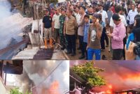 Bupati Luwu Timur, Irwan Bachri Syam, saat turun langsung ke lokasi kebakaran untuk memastikan penanganan berlangsung cepat. (ist)
