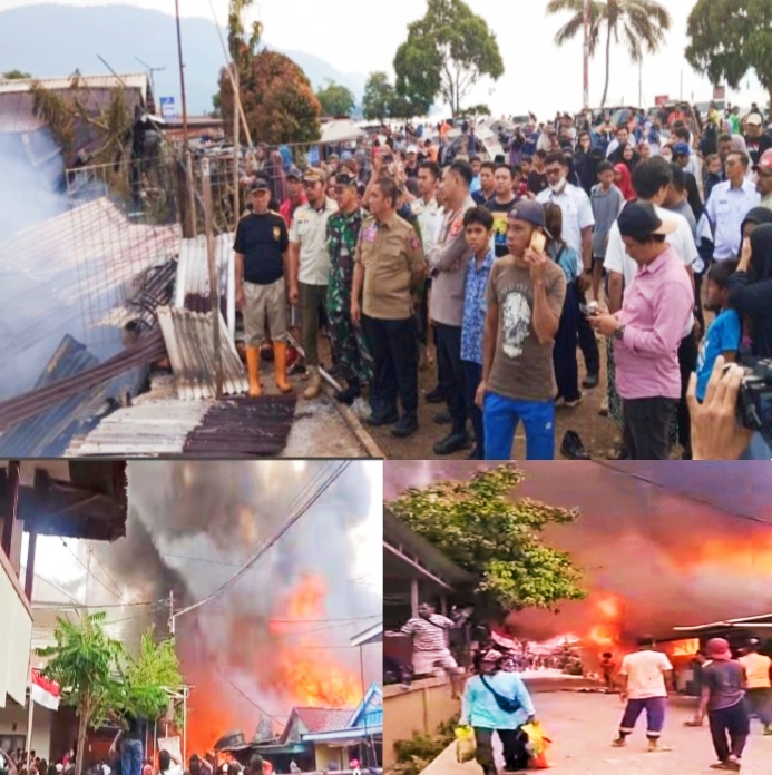 Bupati Luwu Timur, Irwan Bachri Syam, saat turun langsung ke lokasi kebakaran untuk memastikan penanganan berlangsung cepat. (ist)