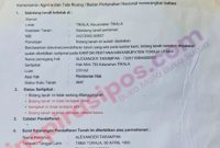 Surat pengajuan pendaftaran tanah di BPN Torut. Foto Dok: Handover.
