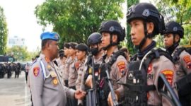 Sebanyak 977 personel diterjunkan untuk mengawal dua gelombang aksi, usai apel kesiapan pengamanan di Halaman Kantor Gubernur Jateng, Kamis (28/8/2025). Foto Dok: Humas