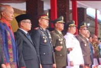 Kapolres Toraja Utara, AKBP Stephanus Luckyto AW, SIK, SH, MSi, saat menghadiri kegiatan upacara HUT RI ke-80 di lapangan Bakti Rantepao, Kecamatan Rantepao, Kabupaten Toraja Utara, pada Minggu (17/08/2025) pagi. Foto Dok: Ist.