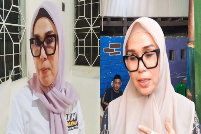 Bupati Barru, Andi Ina Kartika Sari, tak kuasa menahan kesedihan saat melayat di rumah duka Abay di Jalan Balang Baru II, Kecamatan Tamalate, Kota Makassar , Sabtu (30/8/2025). Foto Dok: Ist