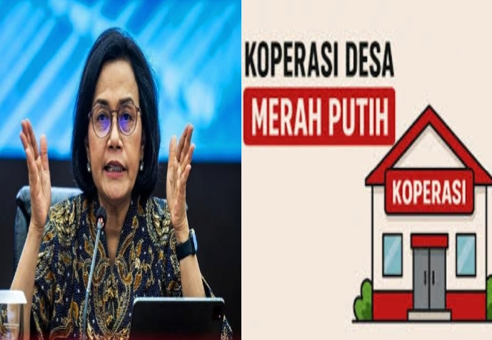 Menteri Keuangan Sri Mulyani menyampaikan adanya Koperasi Merah Putih memberikan lonjakan signifikan. Foto Dok: Kolase Redaksi.