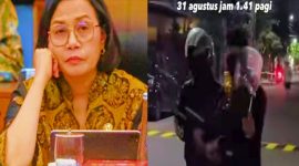 Menteri Keuangan Sri Mulyani (kiri) dan nampak sejumlah warga membawa barang hasil jarahannya. Foto: Screenshot FB Viralan